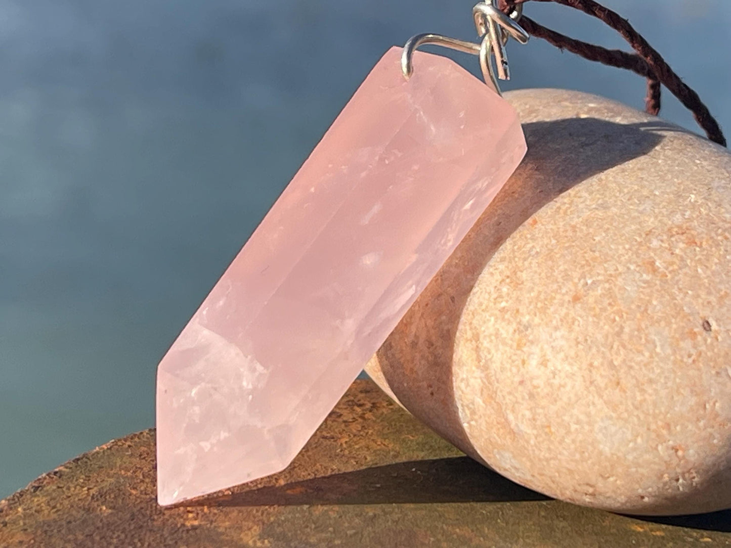 Rose quartz necklace, romantic gift for her, rose quartz pendant, boho pendant, handmade necklace, rose quartz jewellery, ethical jewellery