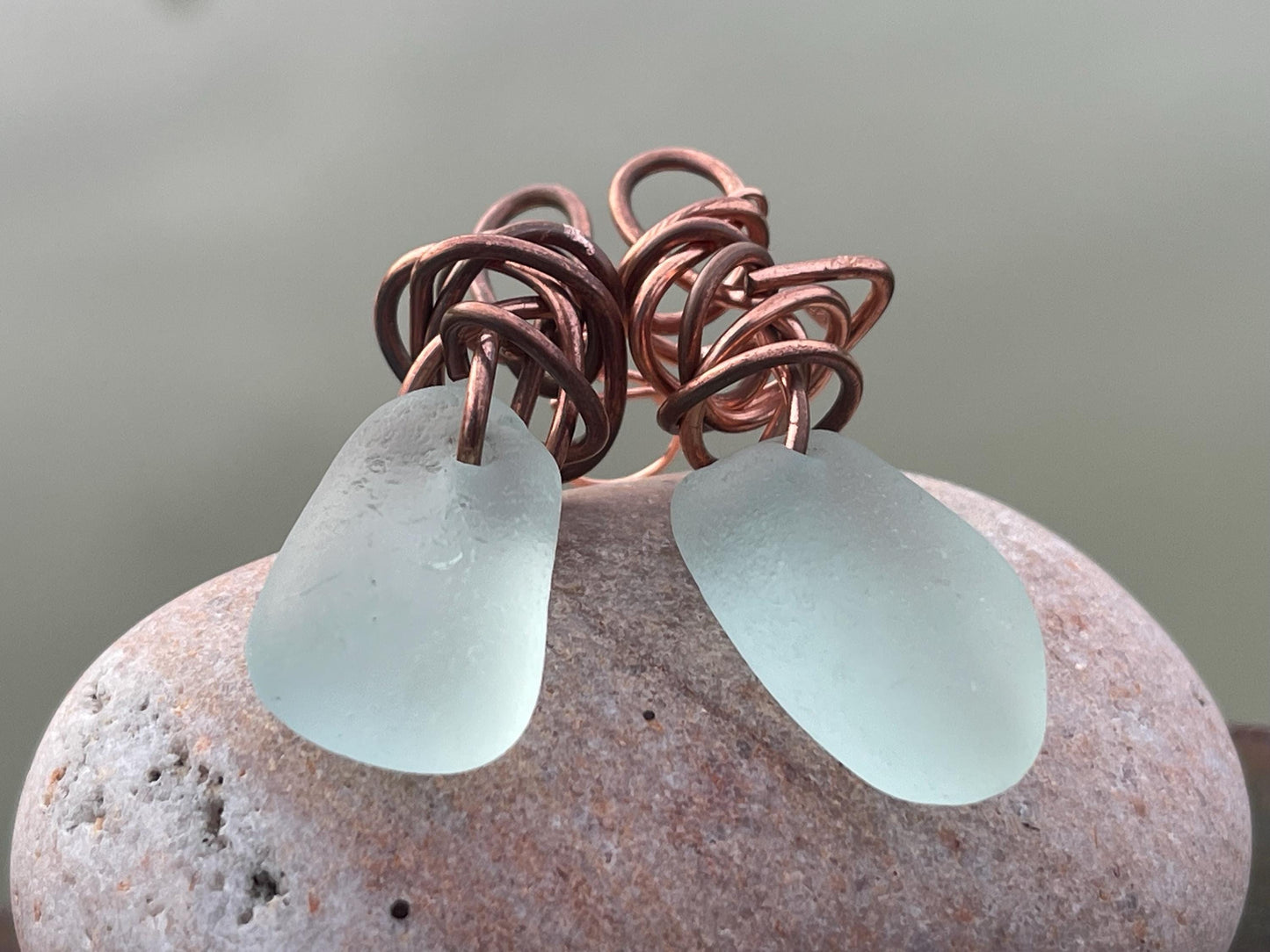 Sea glass earrings, unique earrings, ethical jewellery, unusual boho jewellery, handmade earrings, boho earrings, unique sea glass jewellery