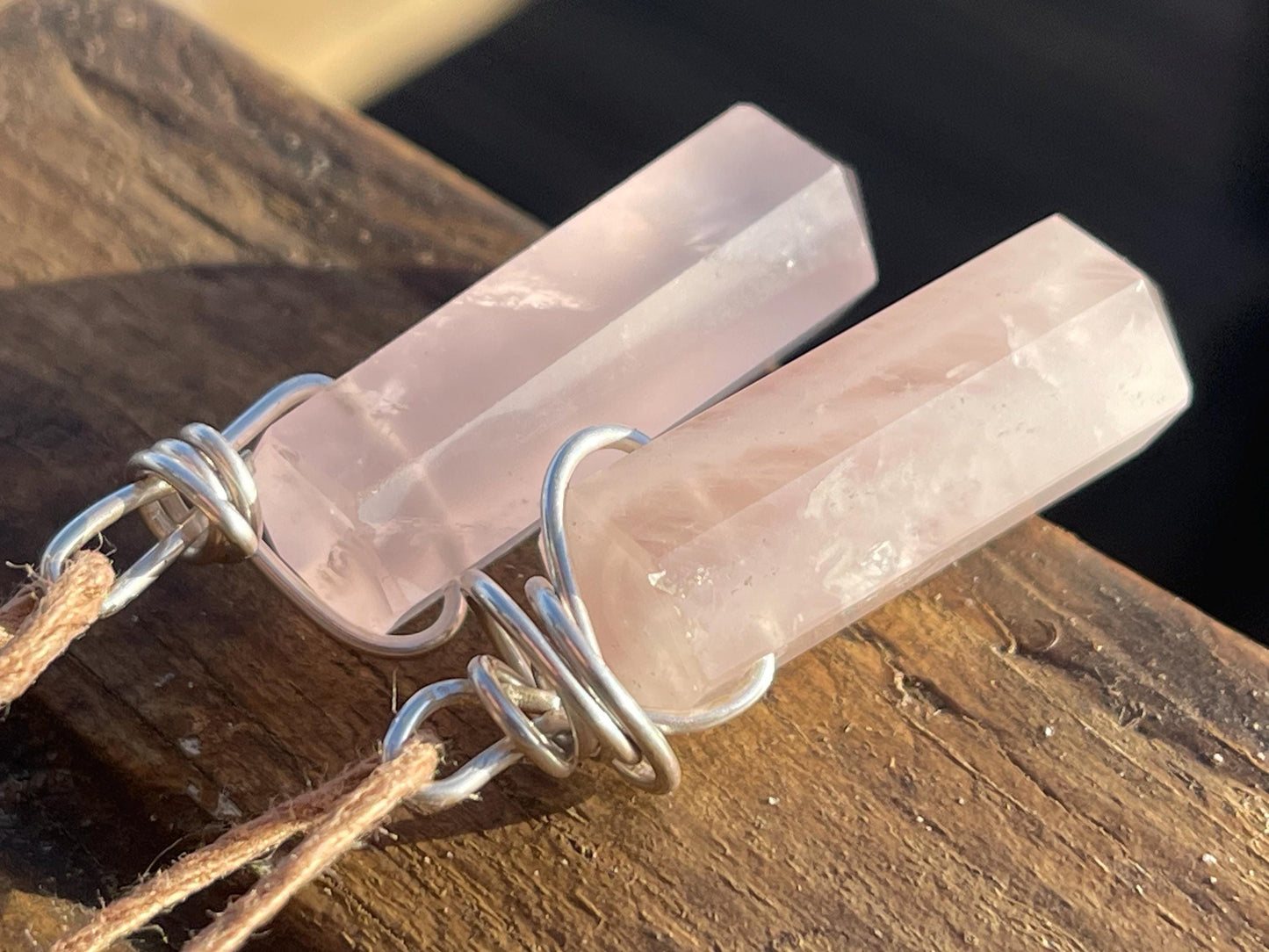 Rose quartz necklace, romantic gift for her, rose quartz pendant, boho pendant, handmade necklace, rose quartz jewellery, ethical jewellery