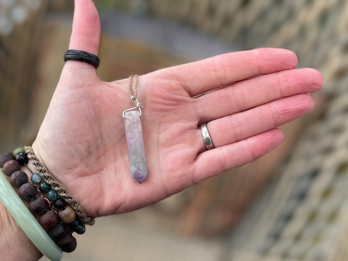 Rainbow Flourite pendant, fluorite necklace, flourite jewellery, gift for him, boho handmade necklace, boho gift for her, ethical jewellery