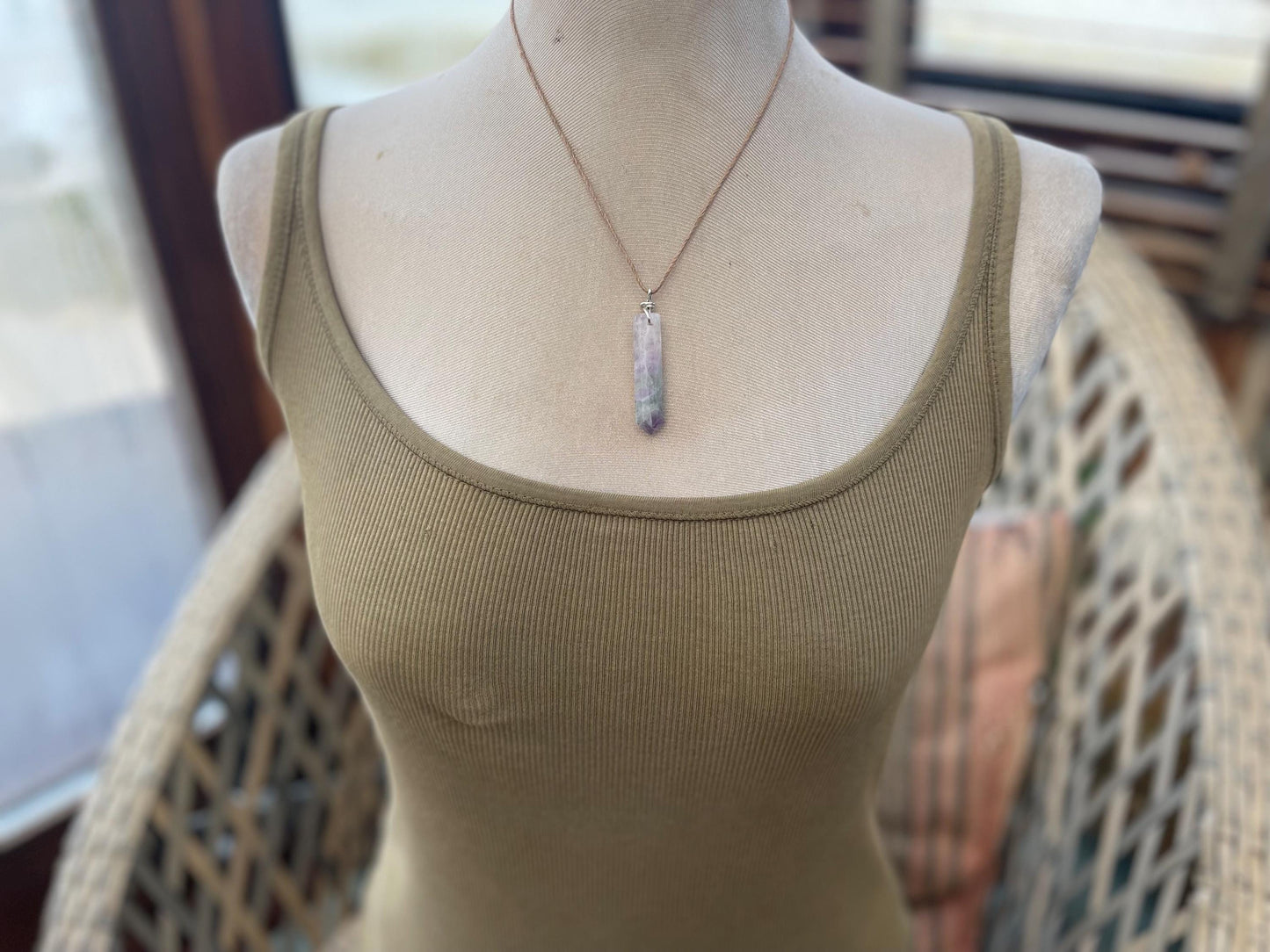 Rainbow Flourite pendant, fluorite necklace, flourite jewellery, gift for him, boho handmade necklace, boho gift for her, ethical jewellery