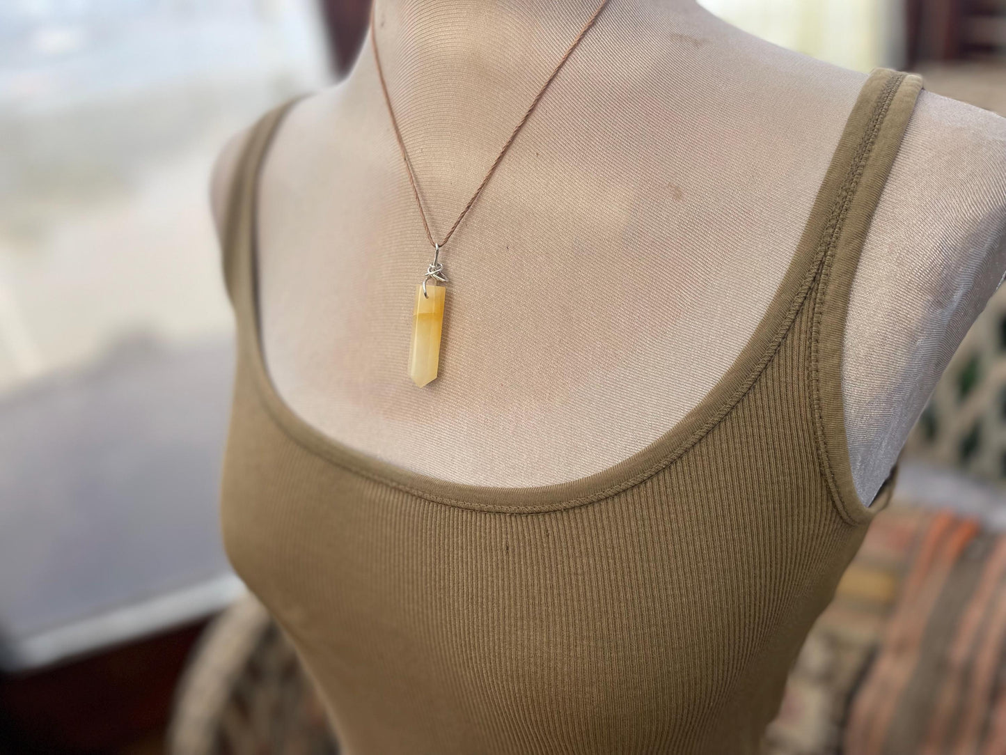 Lemon quartz necklaces, romantic gift for her, smokey quartz pendant, boho pendants, handmade necklace, gift for him, ethical jewellery