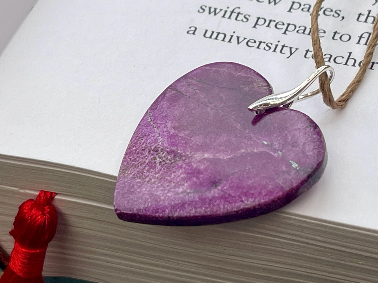 Charoite necklace, heart necklace. Handmade necklace, charoite jewellery, gift for her, unusual necklace, purple gemstone, unique jewellery