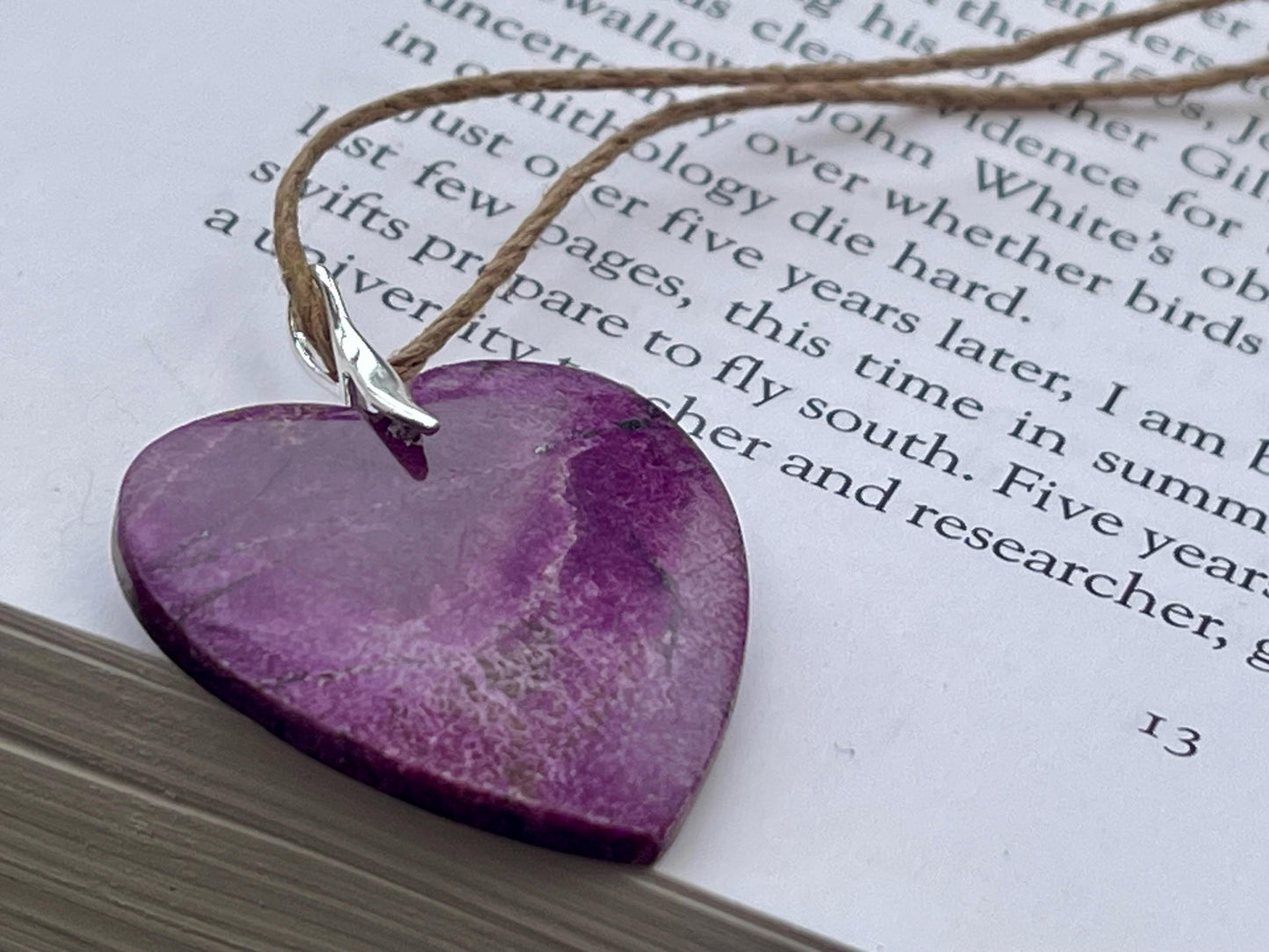 Charoite necklace, heart necklace. Handmade necklace, charoite jewellery, gift for her, unusual necklace, purple gemstone, unique jewellery