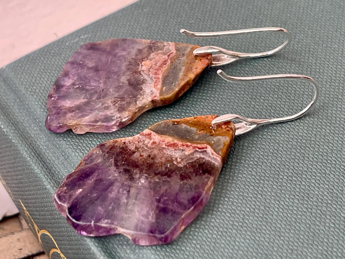 Amethyst gemstone earrings. Ethical jewellery, purple gemstone earrings. Stunning unique jewellery. Unique gifts. Unique amethyst earrings.