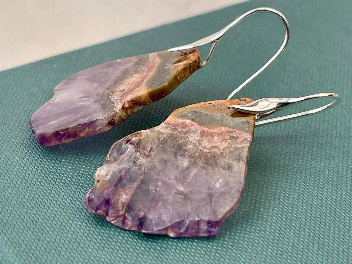 Amethyst gemstone earrings. Ethical jewellery, purple gemstone earrings. Stunning unique jewellery. Unique gifts. Unique amethyst earrings.