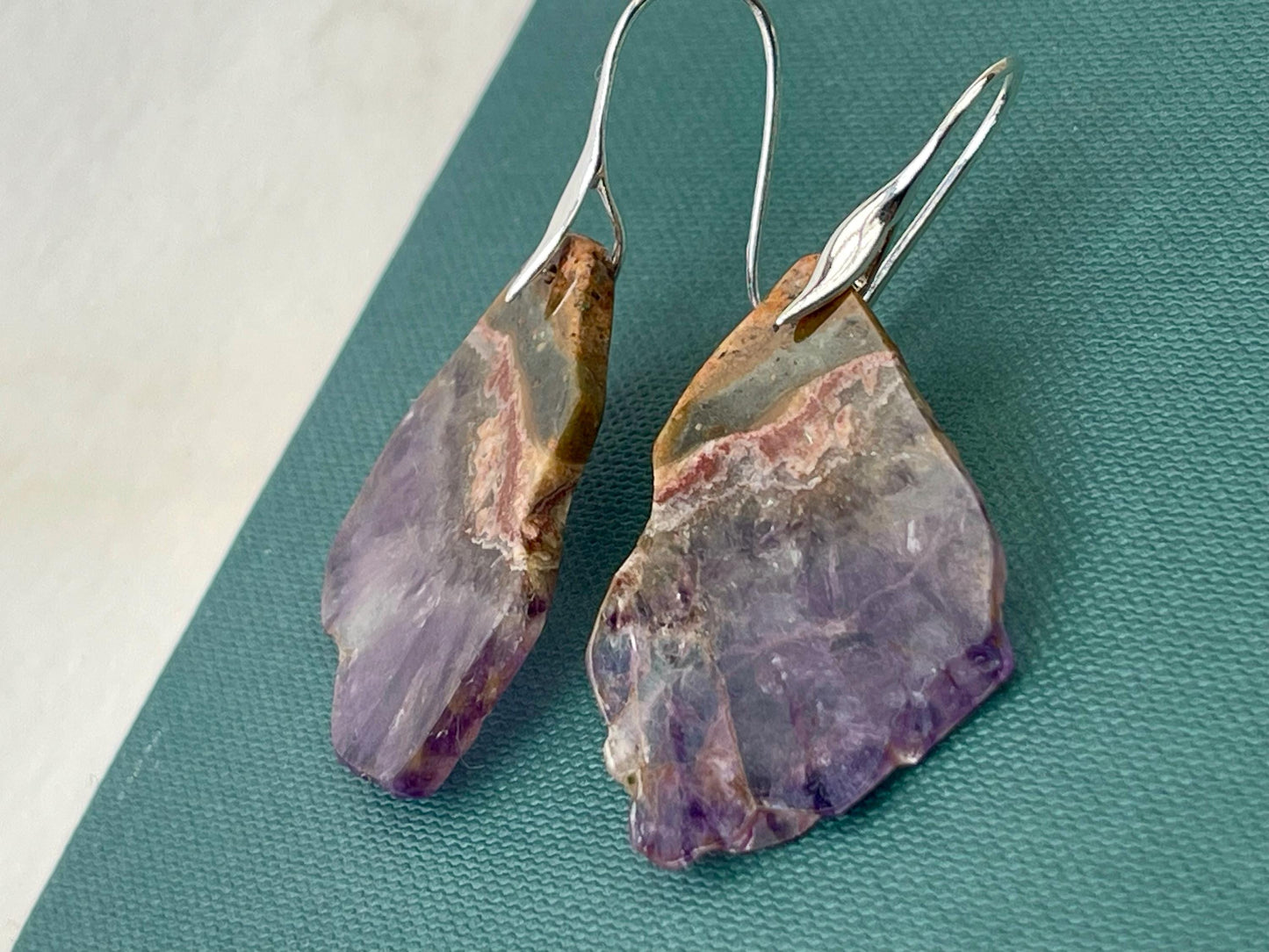 Amethyst gemstone earrings. Ethical jewellery, purple gemstone earrings. Stunning unique jewellery. Unique gifts. Unique amethyst earrings.