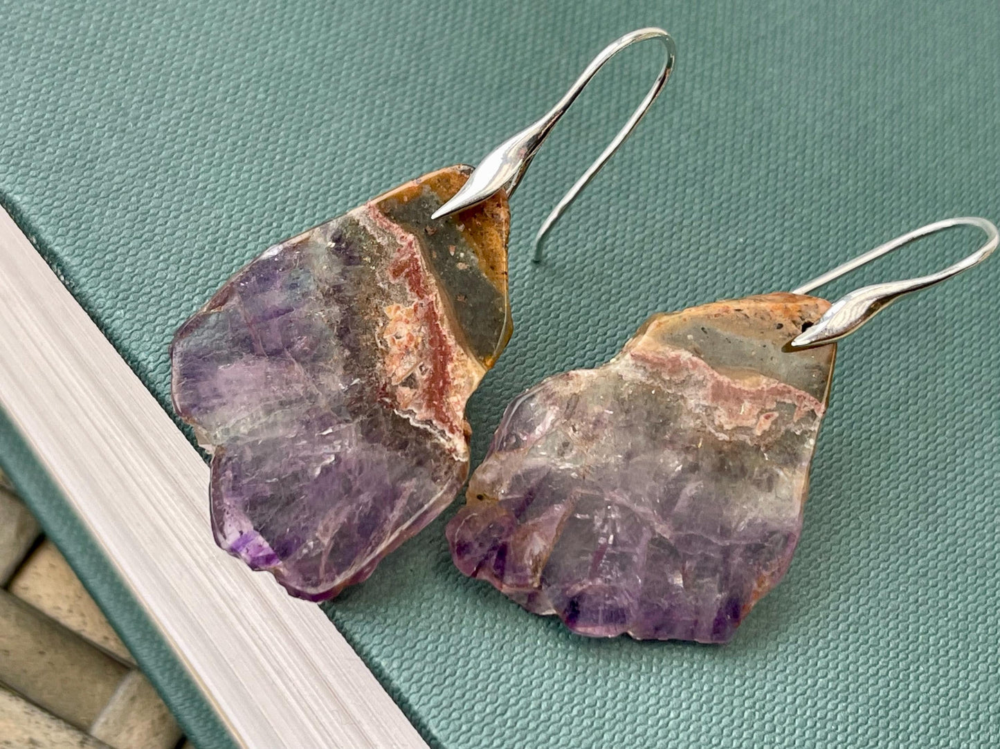 Amethyst gemstone earrings. Ethical jewellery, purple gemstone earrings. Stunning unique jewellery. Unique gifts. Unique amethyst earrings.