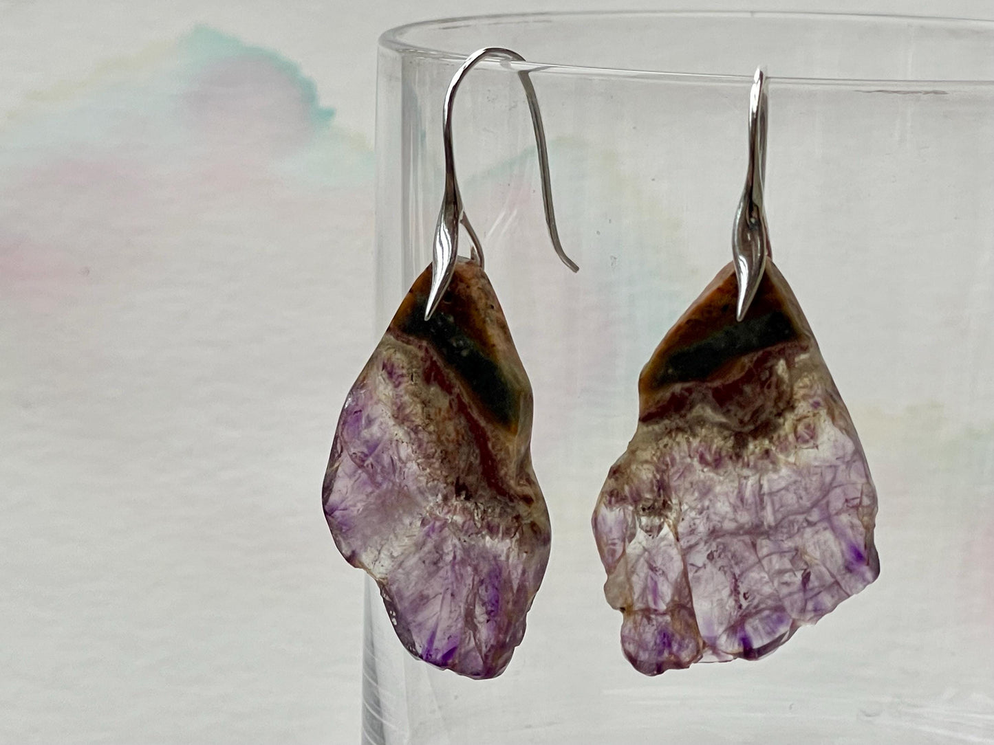 Amethyst gemstone earrings. Ethical jewellery, purple gemstone earrings. Stunning unique jewellery. Unique gifts. Unique amethyst earrings.