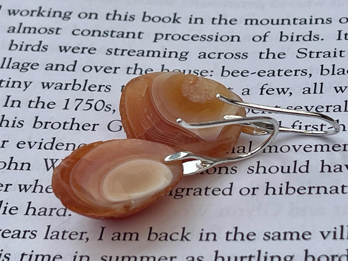 Agate gemstone earrings. Ethical jewellery, orange gemstone earrings. Stunning unique jewellery. Unique gifts. Unique earrings.