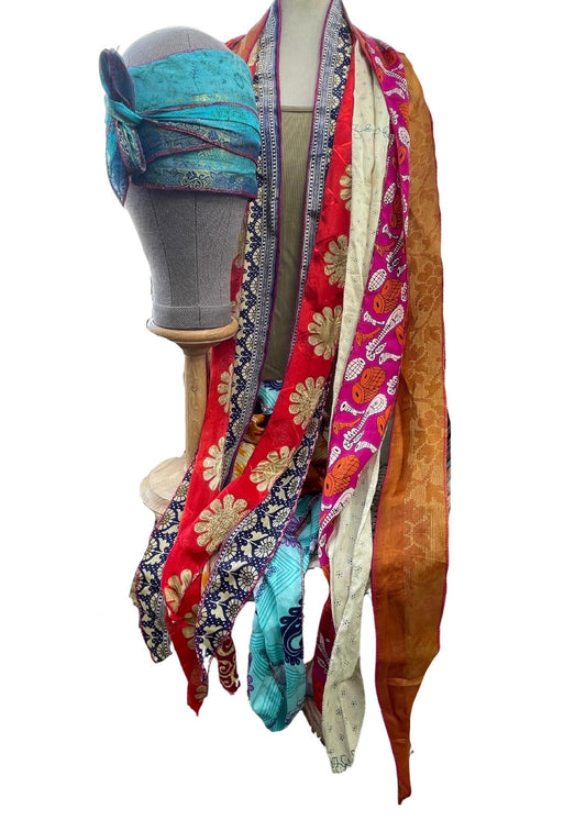 SALE Recycled hair scarves, eco friendly hair wraps, ethical gift for her, boho hairband, light scarf, handmade hairband, boho handmade hair