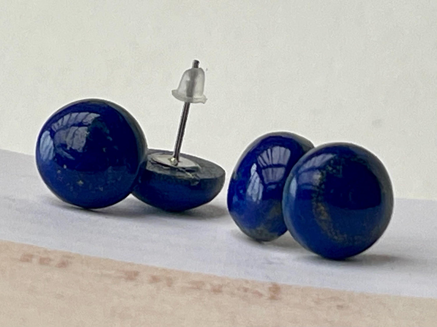 Ethically courses lapis stud earrings. Blue stud earrings, ethical jewellery, lapis jewellery. Boho stud earrings, gift for her