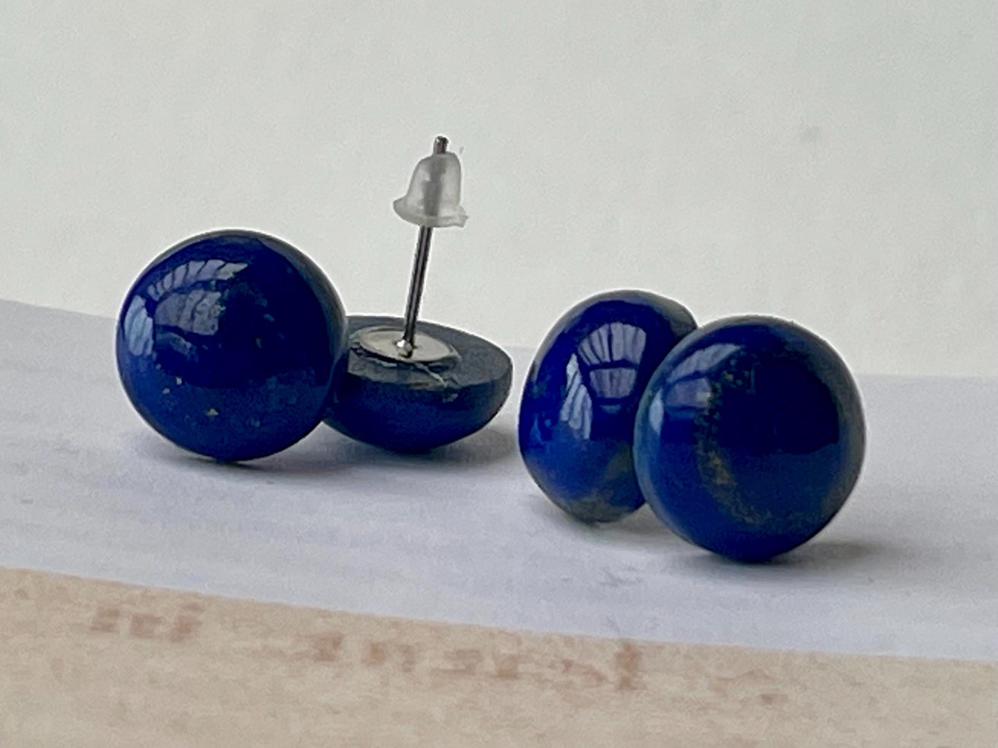 Ethically courses lapis stud earrings. Blue stud earrings, ethical jewellery, lapis jewellery. Boho stud earrings, gift for her