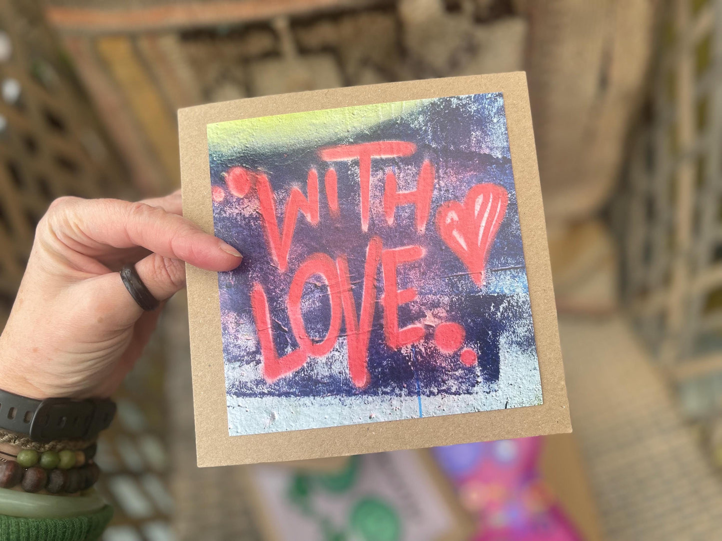 Handmade card, recycled card, anniversary card, birthday card, eco card, love card, romantic card, I love you card graffiti card, funky card