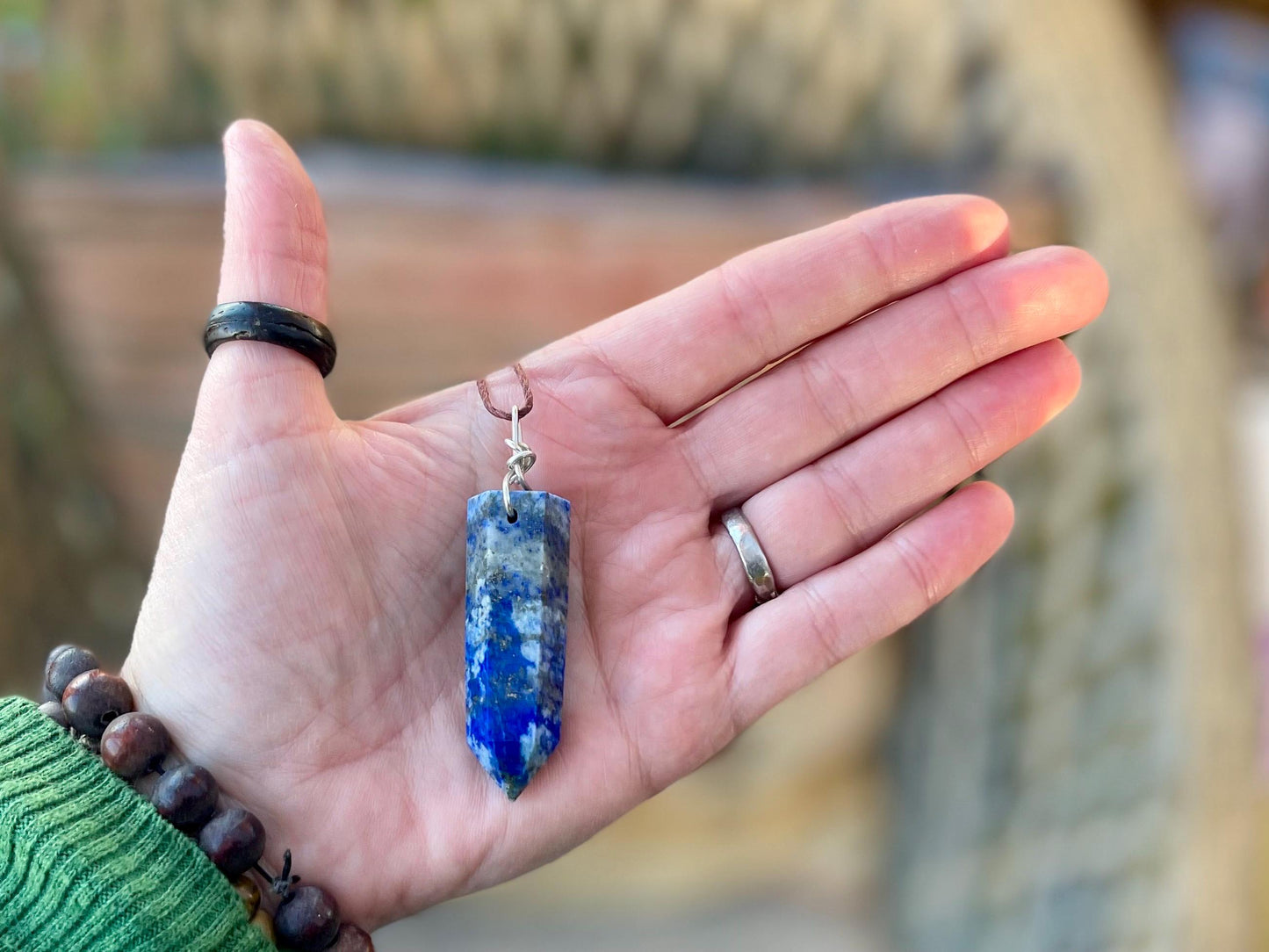 Handmade lapis lazuli necklace, Lapis Pendant Crystal Point, Chakra Reiki Healing Necklace. Romantic gift for her. Unusual lapis jewellery.