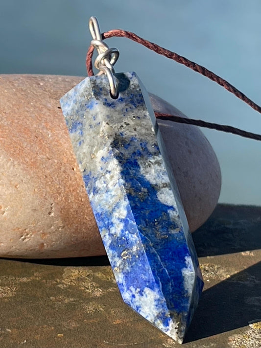 Handmade lapis lazuli necklace, Lapis Pendant Crystal Point, Chakra Reiki Healing Necklace. Romantic gift for her. Unusual lapis jewellery.