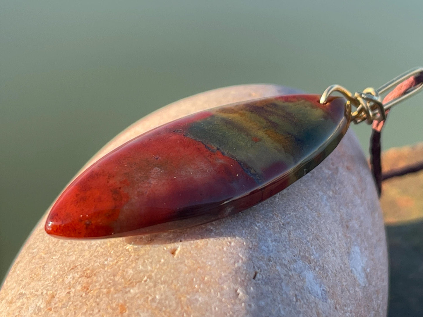 Handmade bloodstone necklace. Unusual gemstone jewellery. Orange gemstones. Bloodstone jewellery. Ethical jewellery. Unusual gemstones.