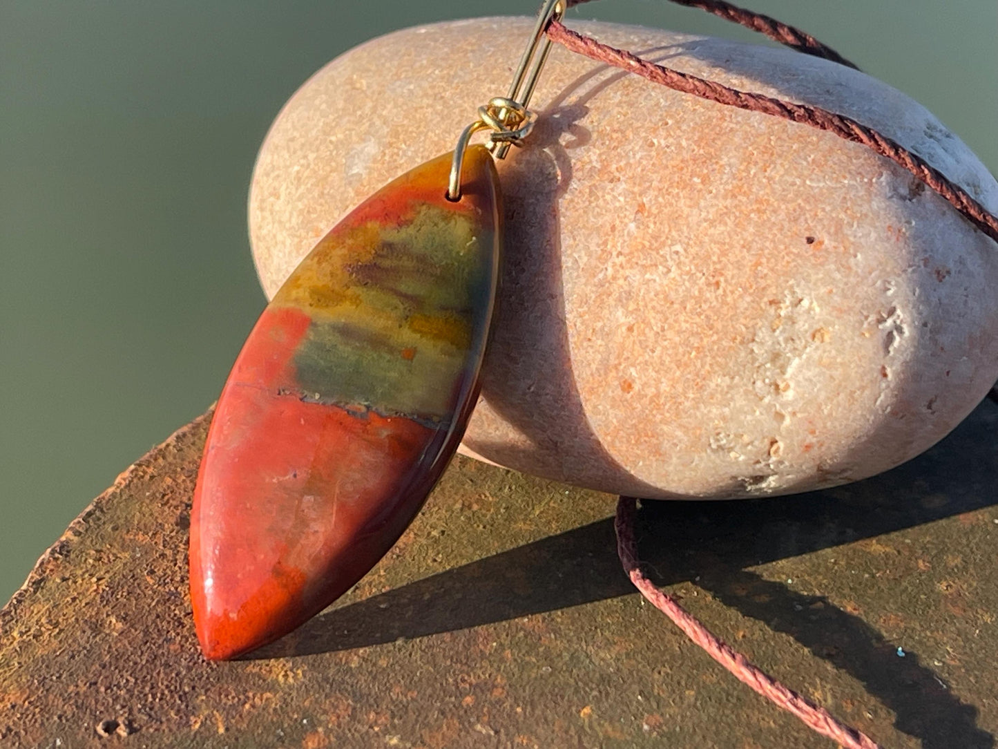 Handmade bloodstone necklace. Unusual gemstone jewellery. Orange gemstones. Bloodstone jewellery. Ethical jewellery. Unusual gemstones.