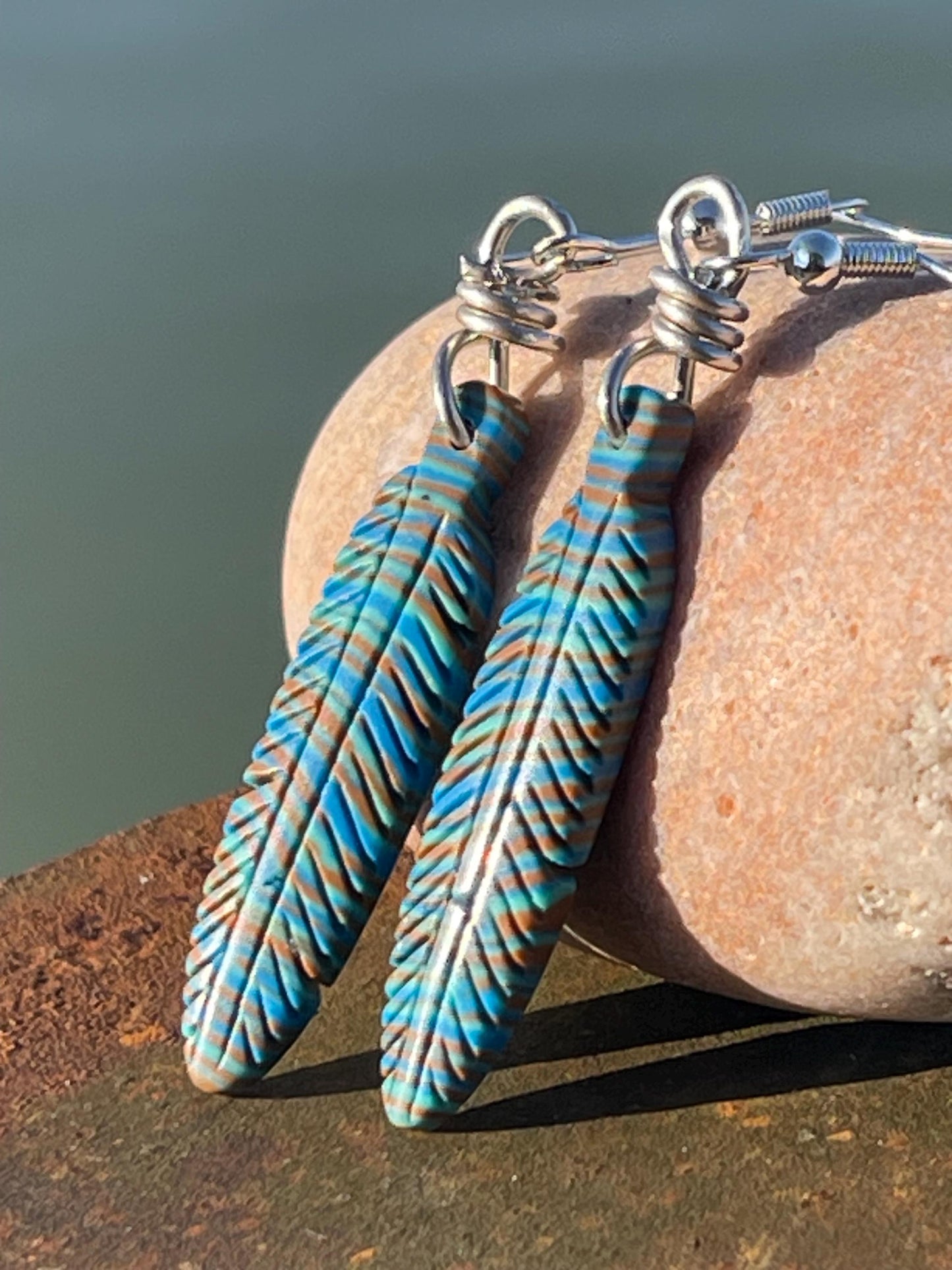 Jasper gemstone earrings. Ethical jewellery, feather earrings. Stunning unique jewellery. Unique gifts. Unique earrings. Native American