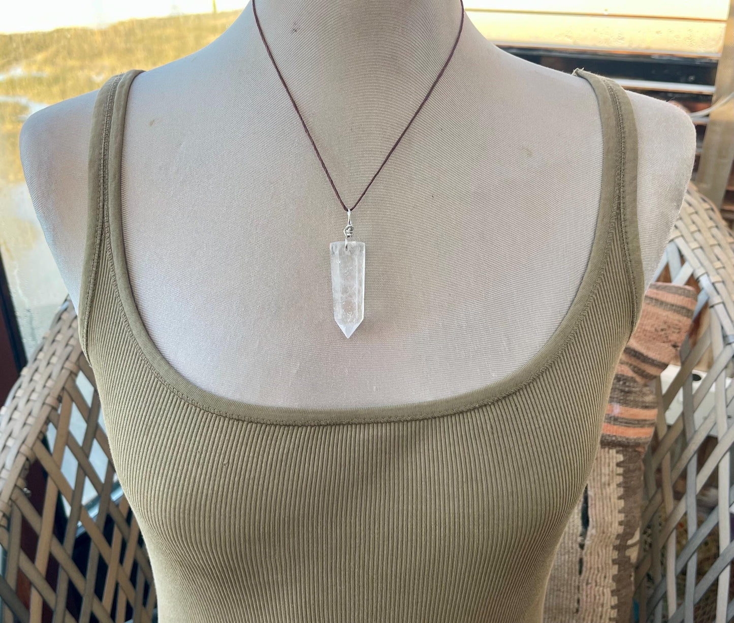 Quartz pendant, quartz necklace, quartz jewellery, gift for him, boho handmade necklace,  romantic gift for her, ethical jewellery