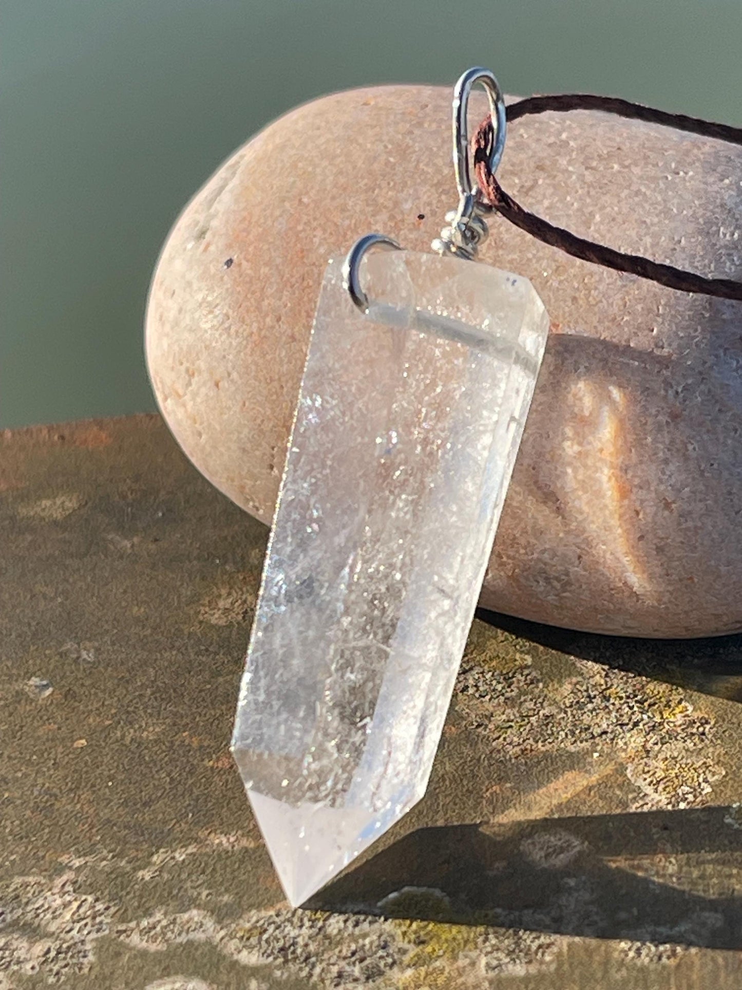 Quartz pendant, quartz necklace, quartz jewellery, gift for him, boho handmade necklace,  romantic gift for her, ethical jewellery