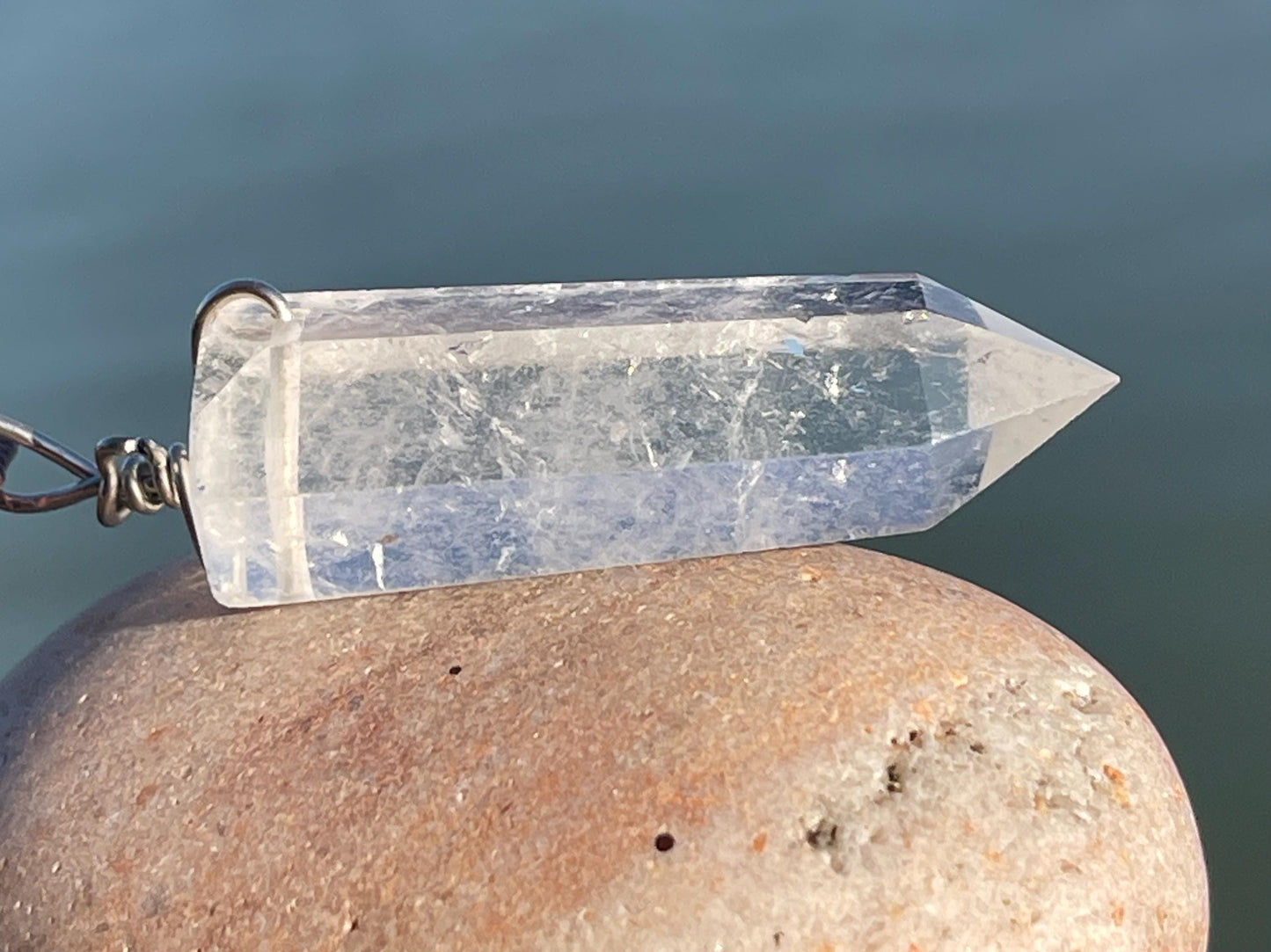 Quartz pendant, quartz necklace, quartz jewellery, gift for him, boho handmade necklace,  romantic gift for her, ethical jewellery