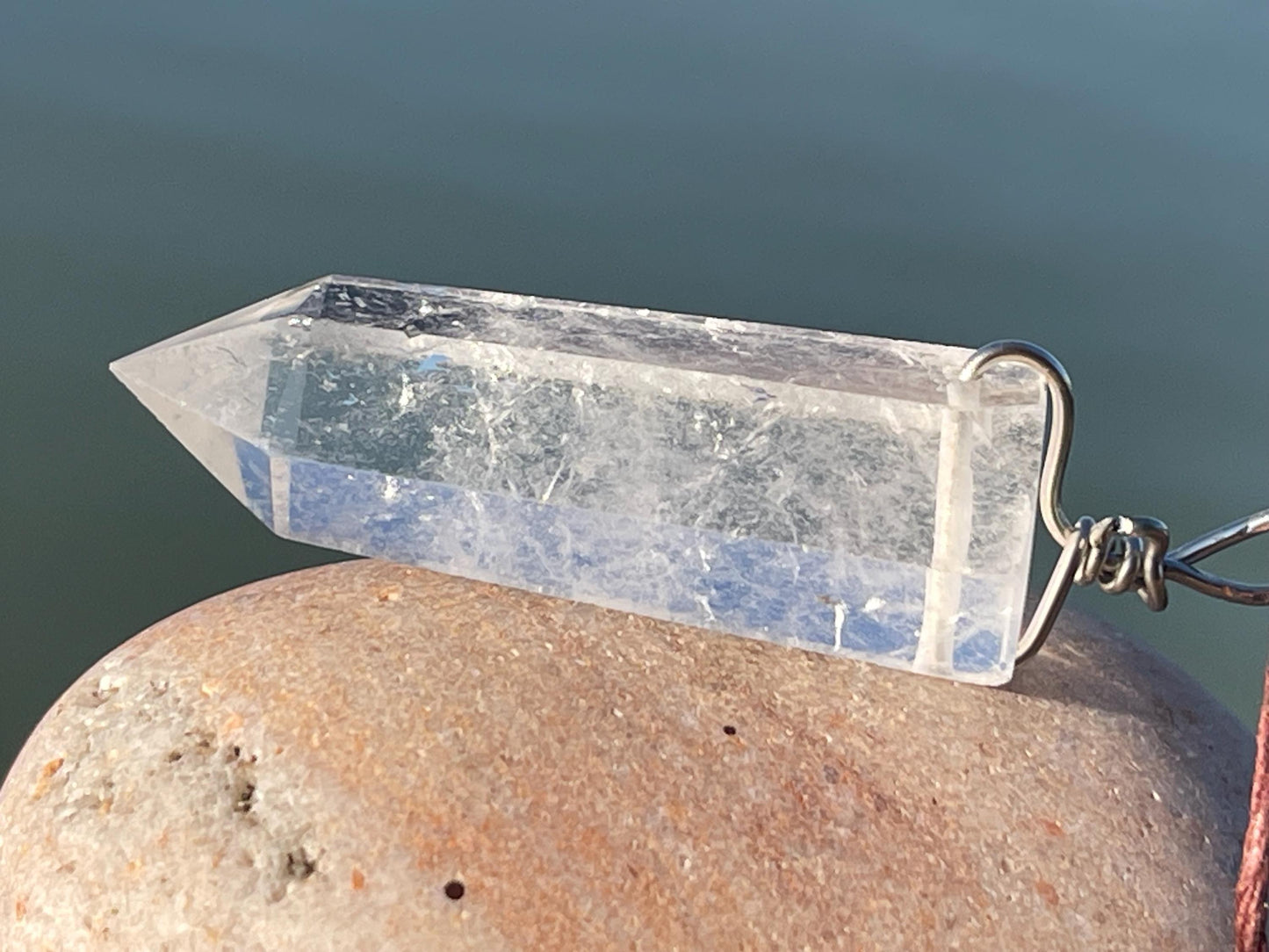 Quartz pendant, quartz necklace, quartz jewellery, gift for him, boho handmade necklace,  romantic gift for her, ethical jewellery