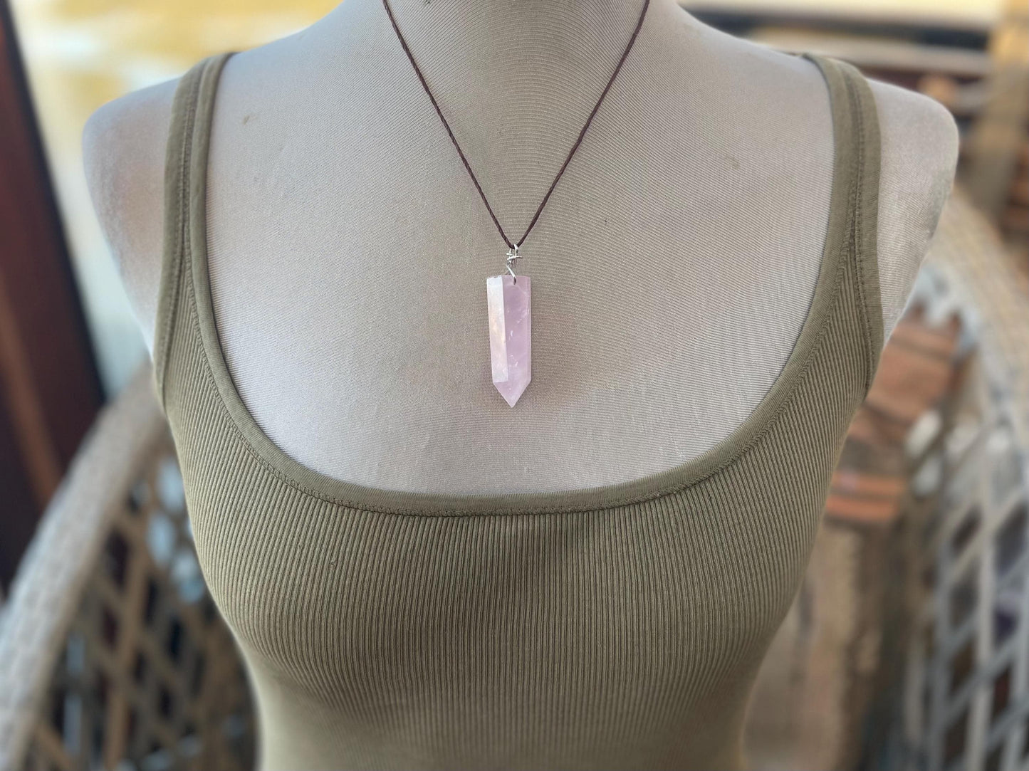 Rose quartz necklace, romantic gift for her, rose quartz pendant, boho pendant, handmade necklace, rose quartz jewellery, ethical jewellery