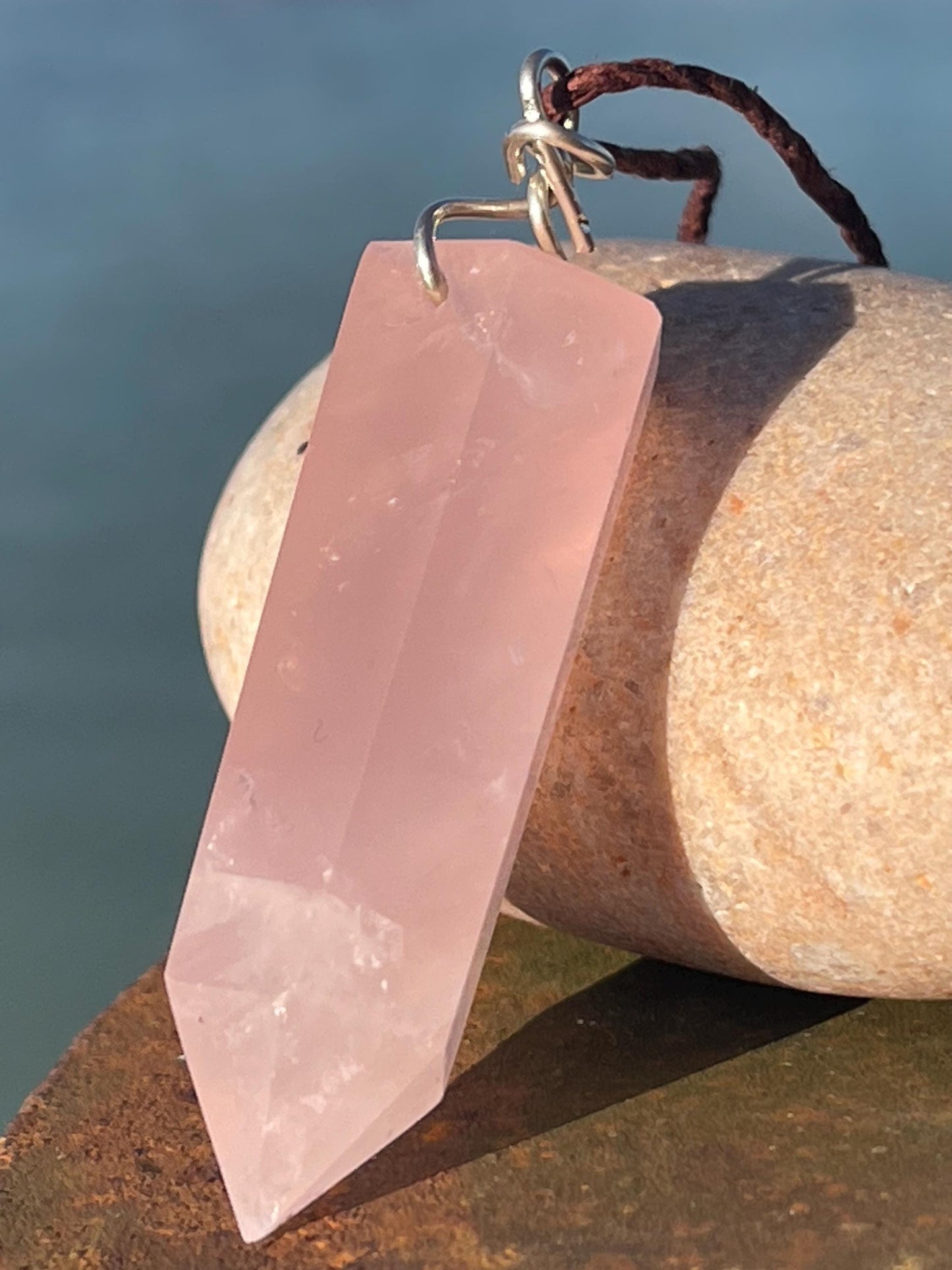 Rose quartz necklace, romantic gift for her, rose quartz pendant, boho pendant, handmade necklace, rose quartz jewellery, ethical jewellery