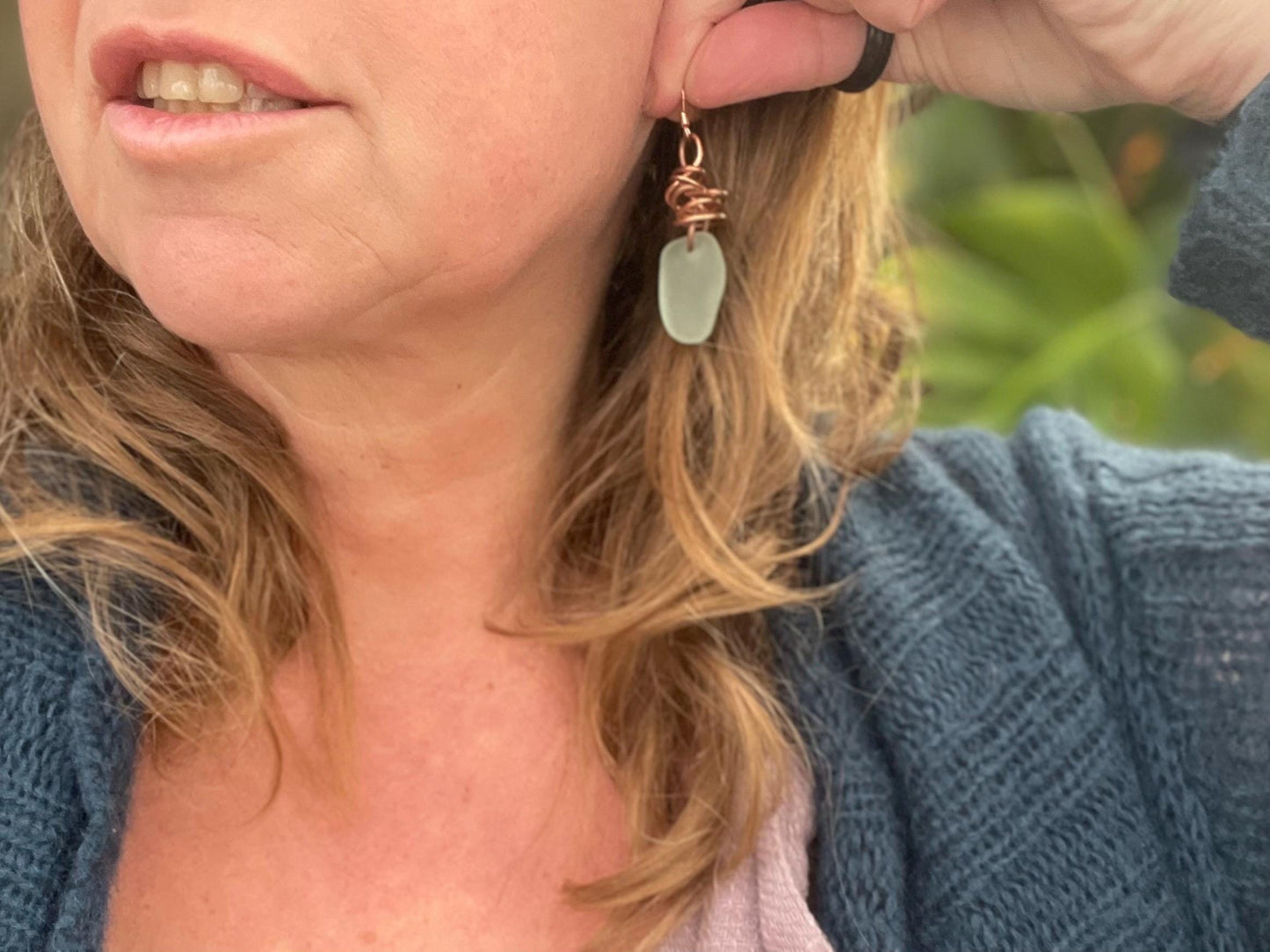 Sea glass earrings, unique earrings, ethical jewellery, unusual boho jewellery, handmade earrings, boho earrings, unique sea glass jewellery