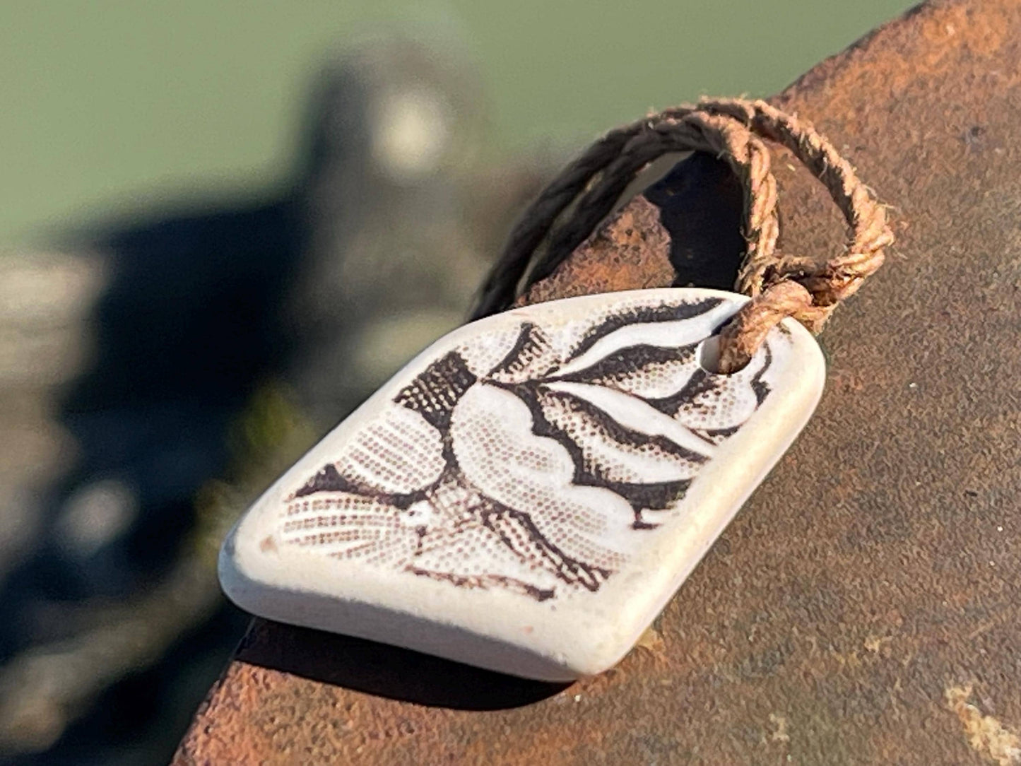 Ethically sourced pottery pendants. Recycled necklace, unique boho gift for her, ethical jewellery, recycled pendants eco friendly jewellery