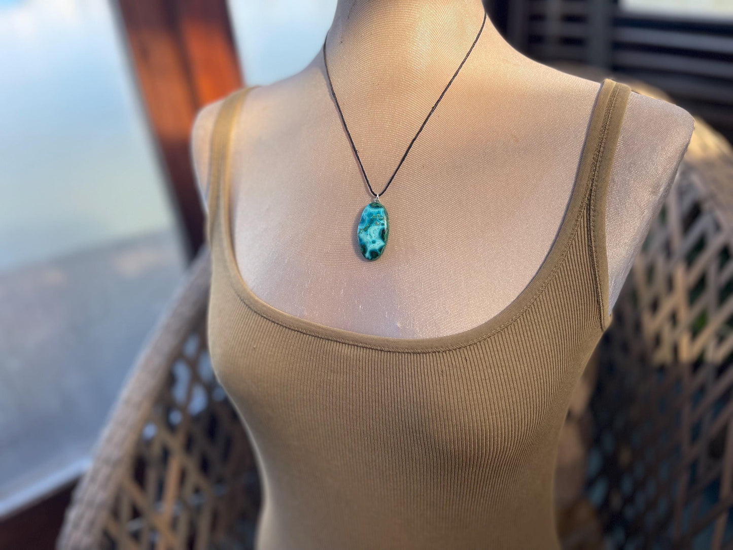 Chrysocolla Malachite necklace, ethical jewellery, bohemian necklace, unusual jewellery, malachite pendant, green gemstone necklace