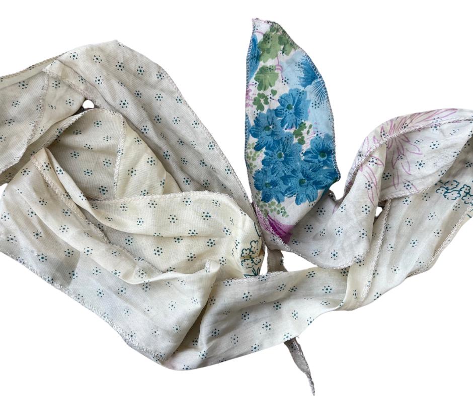 SALE Recycled hair scarves. Also perfect as present ribbons, curtain ties and more. Eco friendly gift ideas.