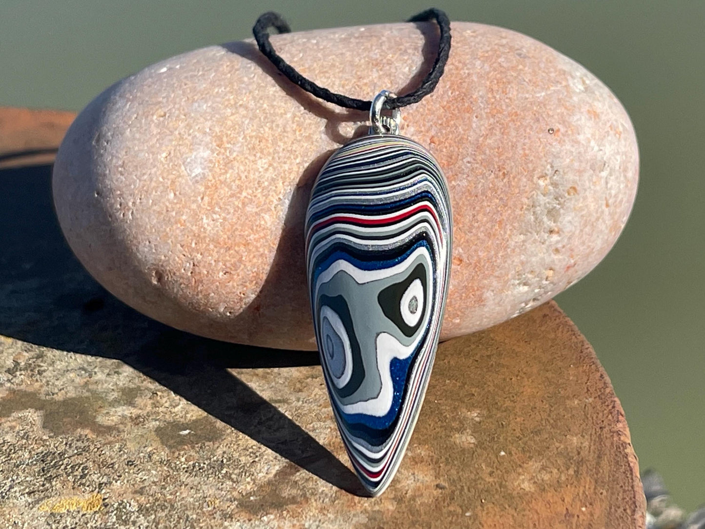 Fordite Pendant. An eco product created from waste car spray. Unique gift for him. Gift for car lover. Unique gifts for men. Gift for a man