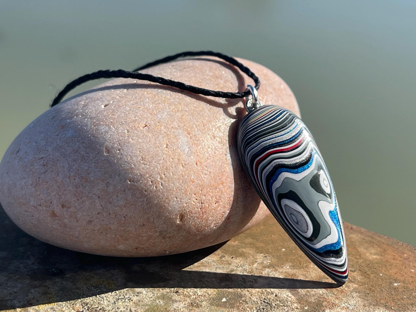 Fordite Pendant. An eco product created from waste car spray. Unique gift for him. Gift for car lover. Unique gifts for men. Gift for a man