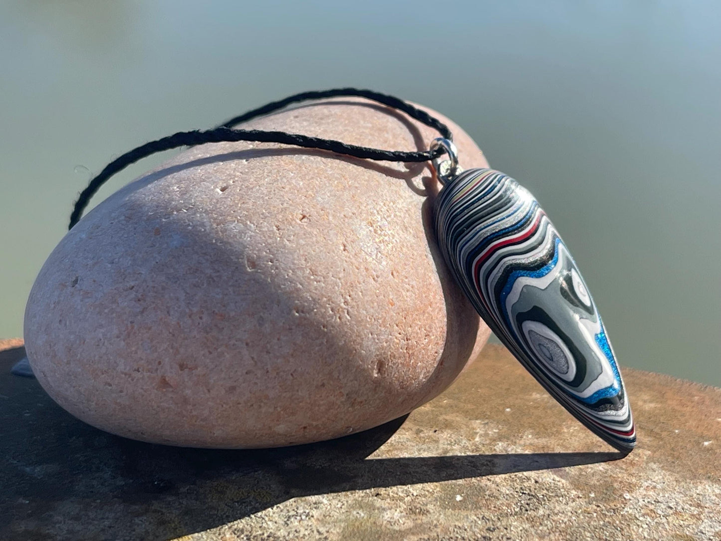 Fordite Pendant. An eco product created from waste car spray. Unique gift for him. Gift for car lover. Unique gifts for men. Gift for a man