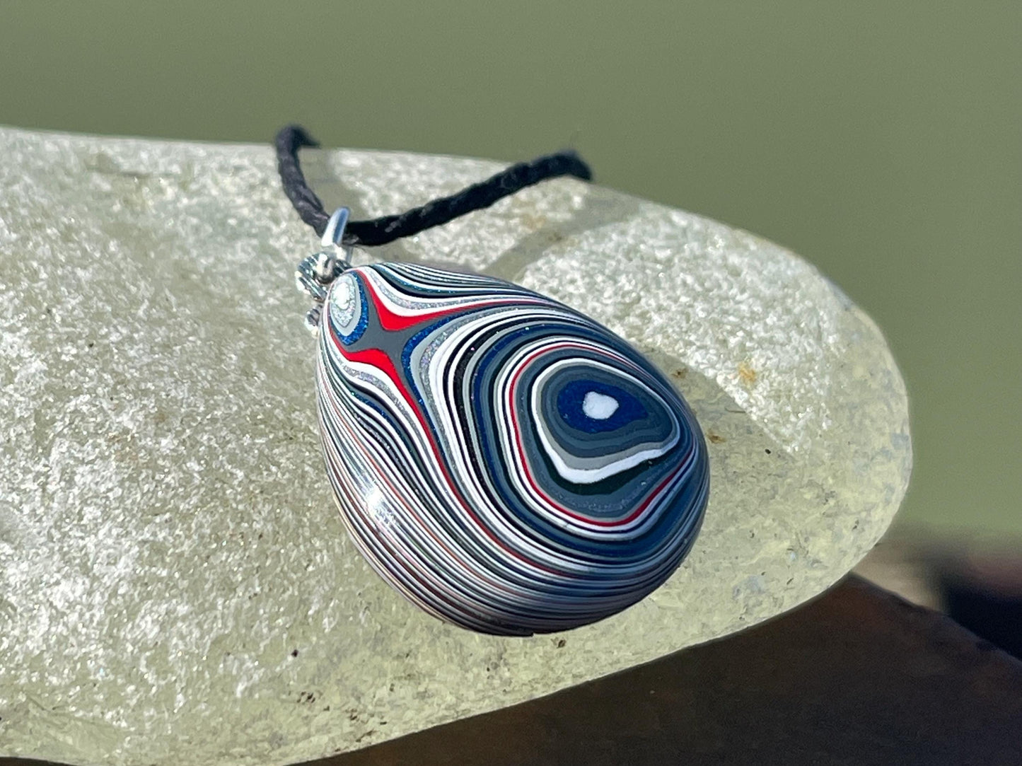 Fordite Pendant. An eco product created from waste car spray. Unique gift for him. Gift for car lover. Unique gifts for men. Gift for a man