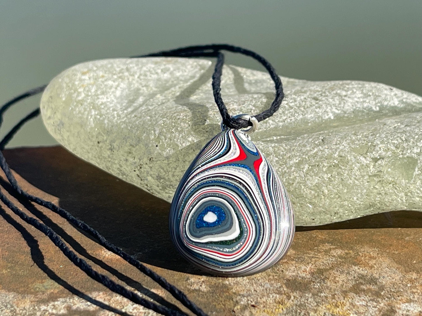 Fordite Pendant. An eco product created from waste car spray. Unique gift for him. Gift for car lover. Unique gifts for men. Gift for a man