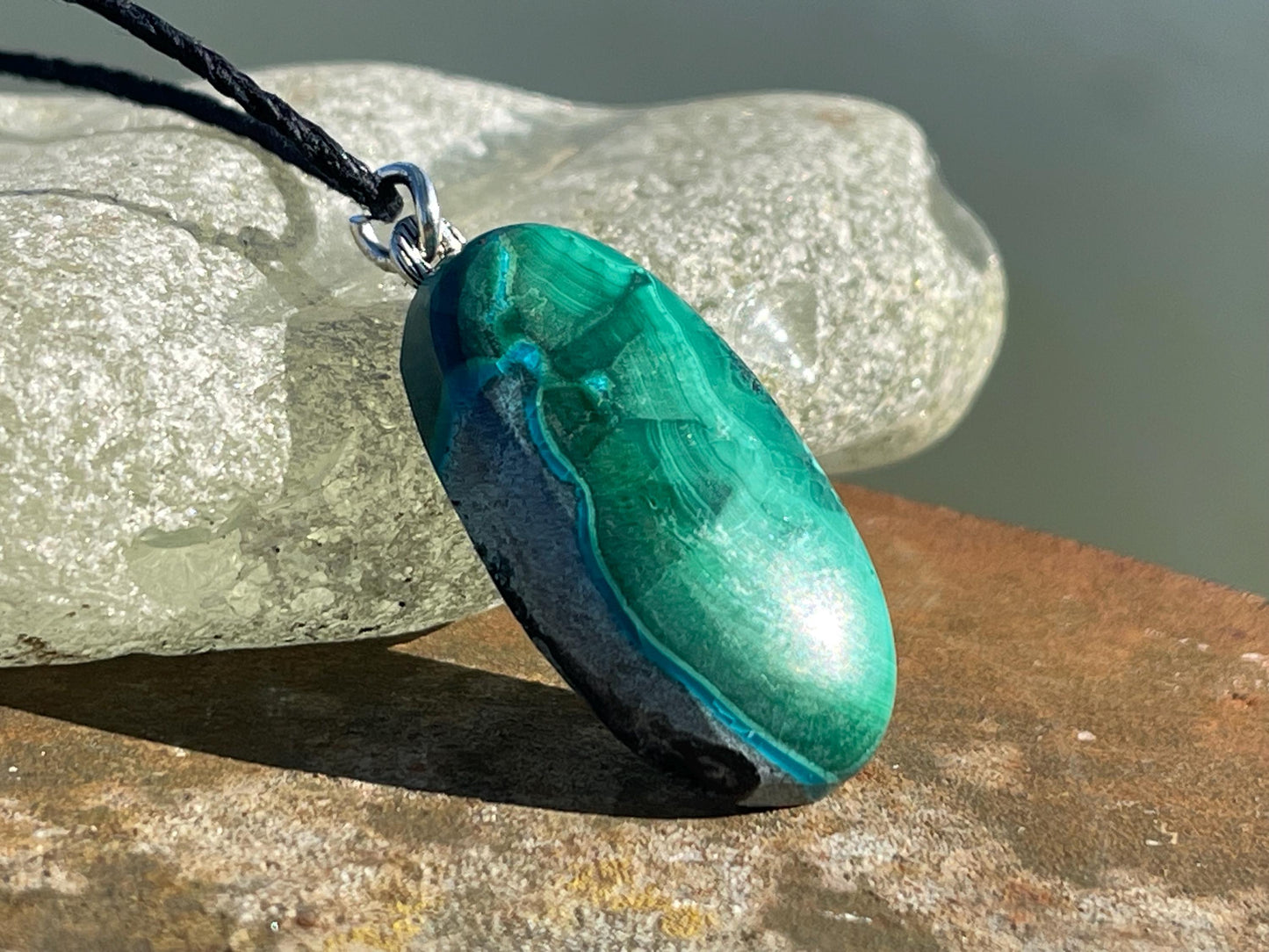 Chrysocolla Malachite necklace, ethical jewellery, bohemian necklace, unusual jewellery, malachite pendant, green gemstone necklace