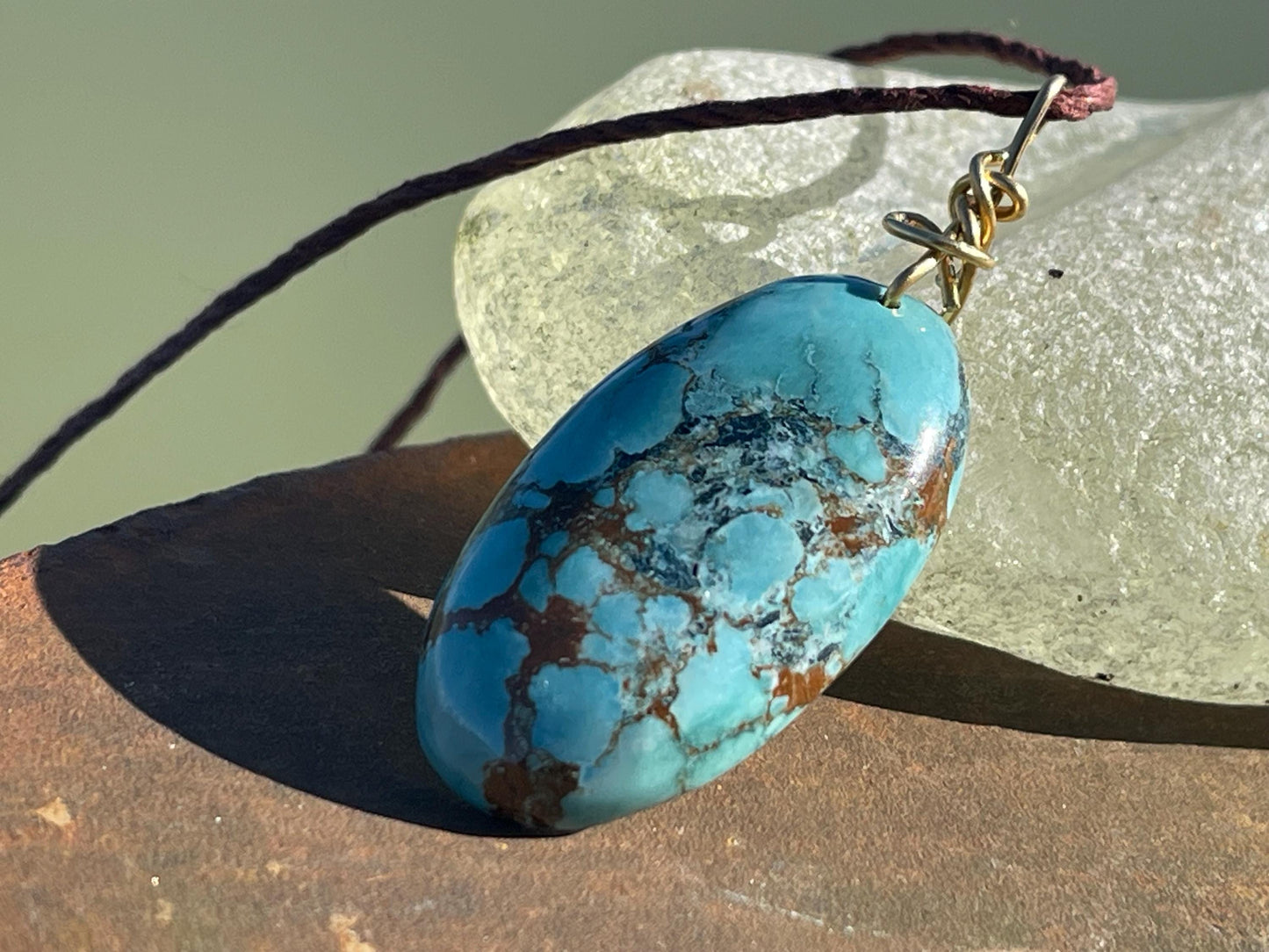 Copper turquoise necklace, ethical jewellery, bohemian necklace, unusual jewellery, turquoise pendant, blue gemstone necklace