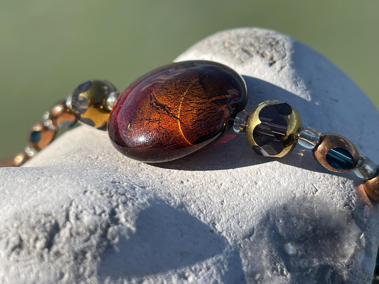 Stunning vintage necklace. Earthy deep maroon colour. Eco friendly jewellery. Ehical jewellery, short length necklace. Vintage jewellery.