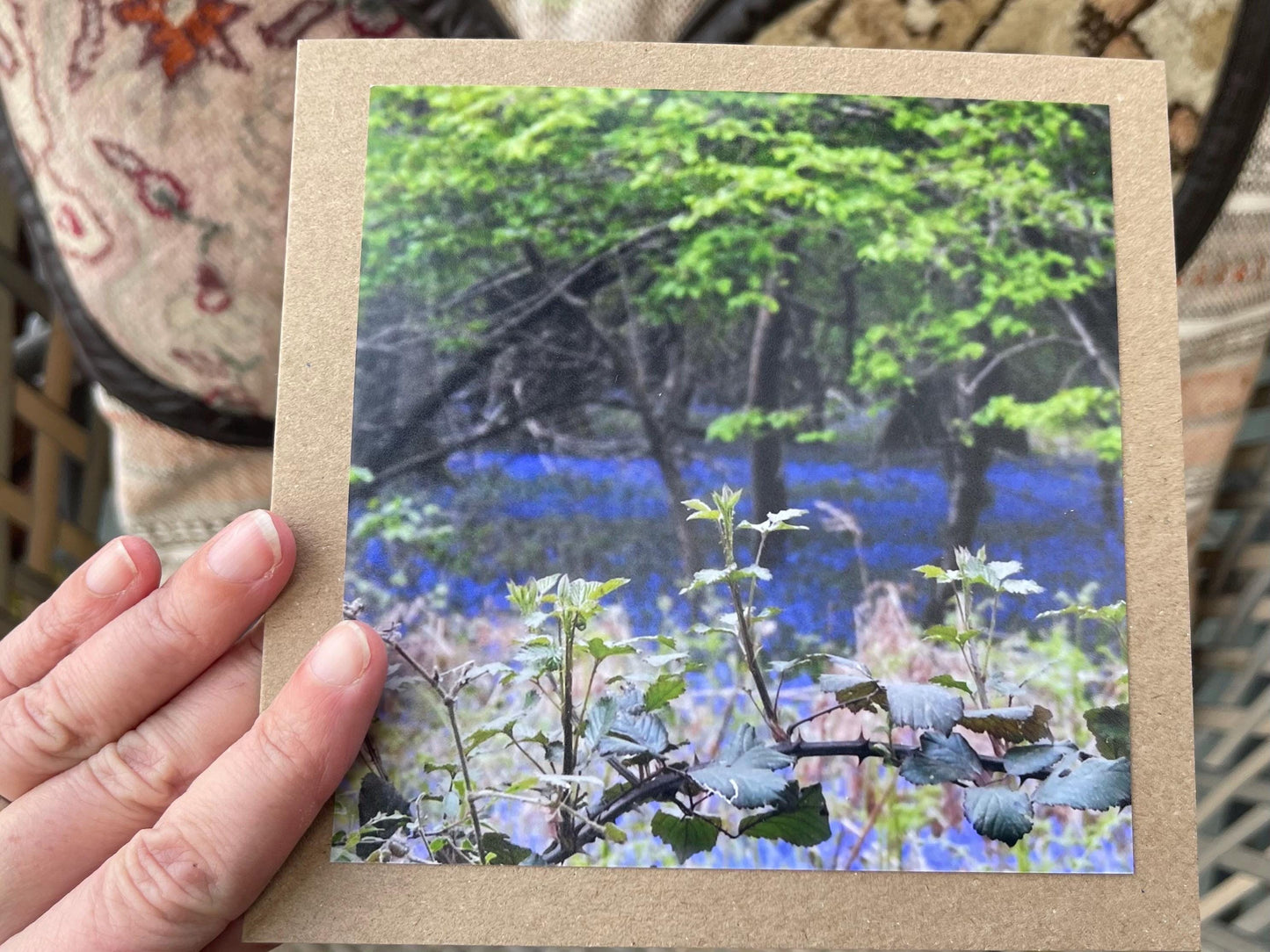 Bluebell woods :) Handmade card, recycled card. Get well soon card. Eco friendly card, boho card, rustic card, condolence card.