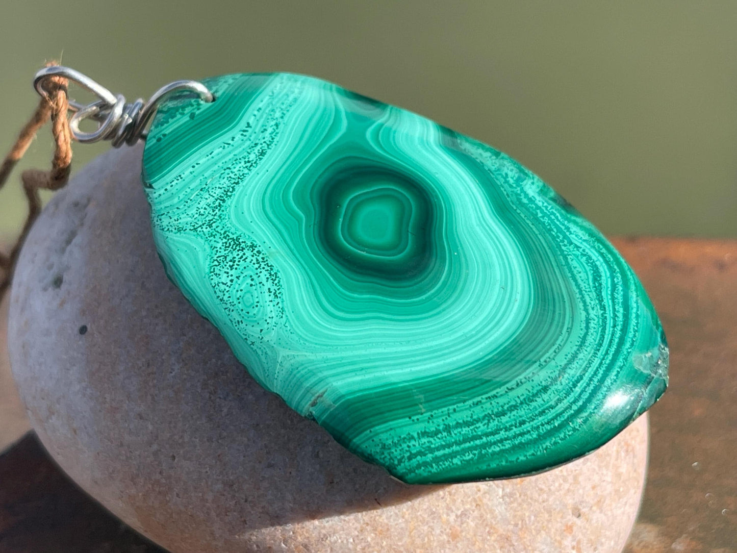 Large malachite necklace, ethical jewellery, bohemian necklace, unusual jewellery, malachite pendant, green gemstone necklace