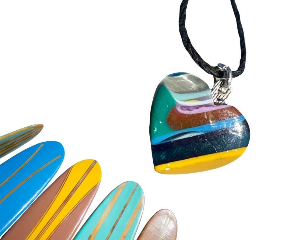 Surfite Pendants. A waste product created when making surf boards. Gift for surfer, unique gifts. I love surfing. Surf necklace. Heart