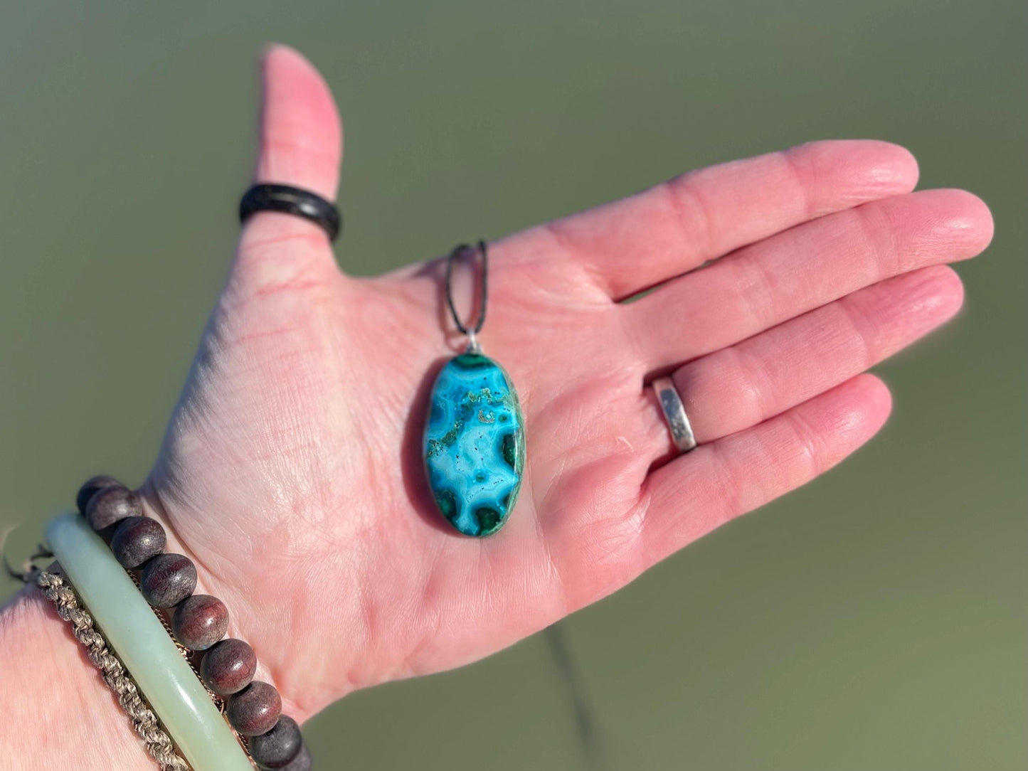 Chrysocolla Malachite necklace, ethical jewellery, bohemian necklace, unusual jewellery, malachite pendant, green gemstone necklace