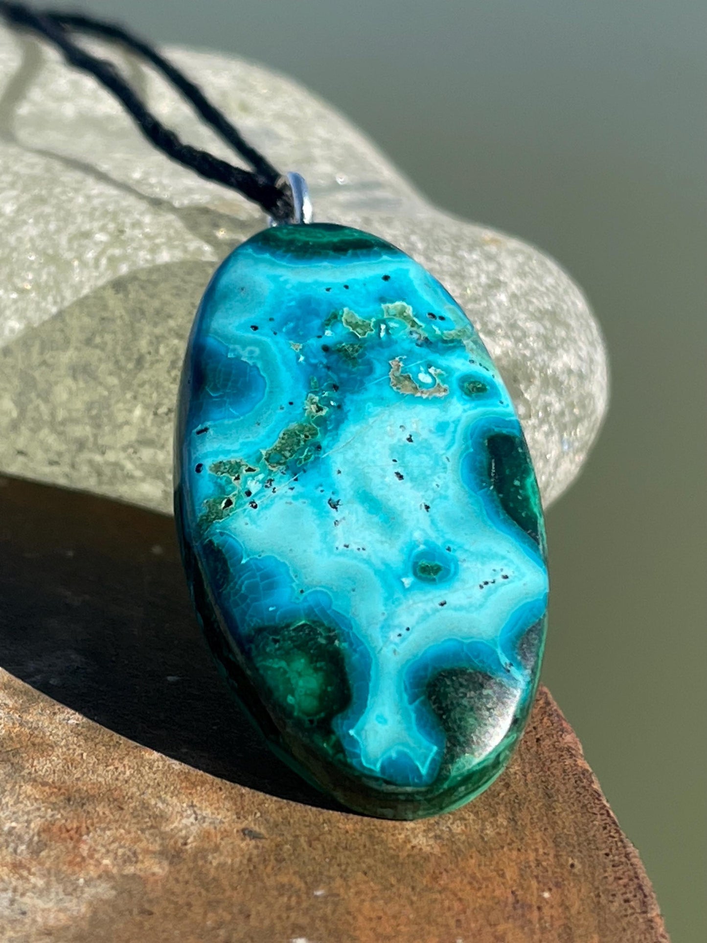 Chrysocolla Malachite necklace, ethical jewellery, bohemian necklace, unusual jewellery, malachite pendant, green gemstone necklace