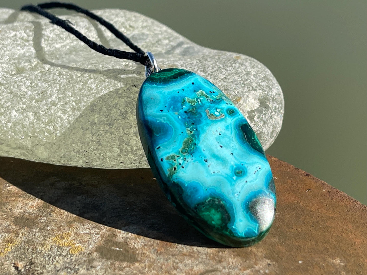 Chrysocolla Malachite necklace, ethical jewellery, bohemian necklace, unusual jewellery, malachite pendant, green gemstone necklace