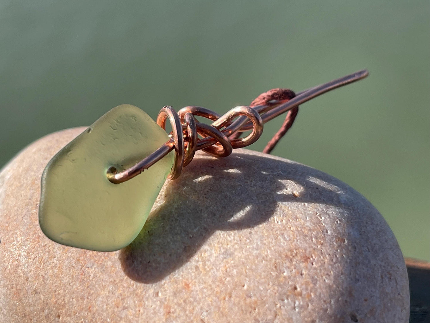 Green sea glass necklace. Recycled necklace, gift for him. Ethical jewellery. Sea glass pendant. Eco friendly necklace, eco friendly gifts