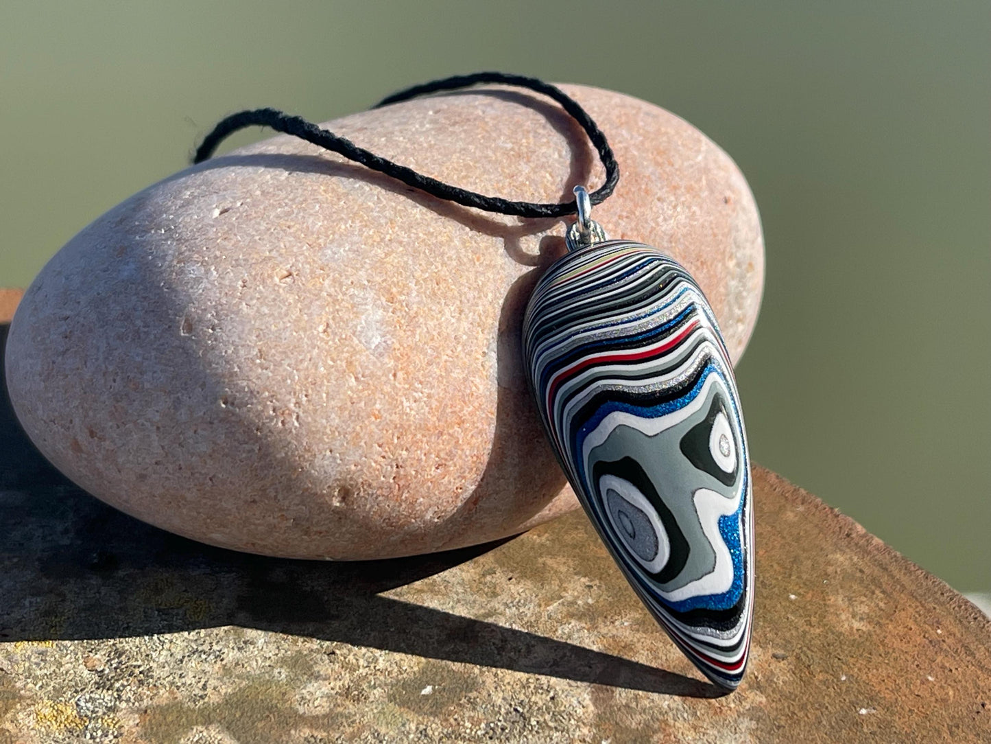 Fordite Pendant. An eco product created from waste car spray. Unique gift for him. Gift for car lover. Unique gifts for men. Gift for a man