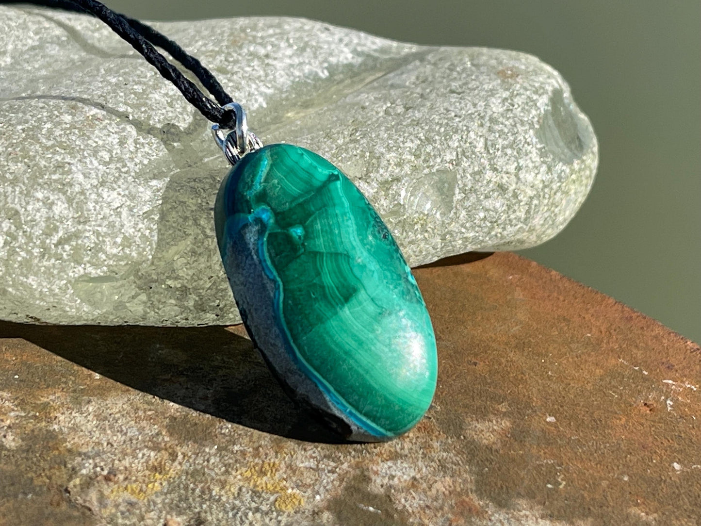 Chrysocolla Malachite necklace, ethical jewellery, bohemian necklace, unusual jewellery, malachite pendant, green gemstone necklace